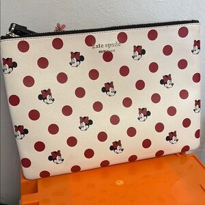 kate spade White & Red Minnie Mouse Polka Dot Wristlet Clutch